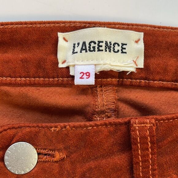 L’agence Bell high rise flare corduroy pant in rust brown. 29 - Picture 5 of 6